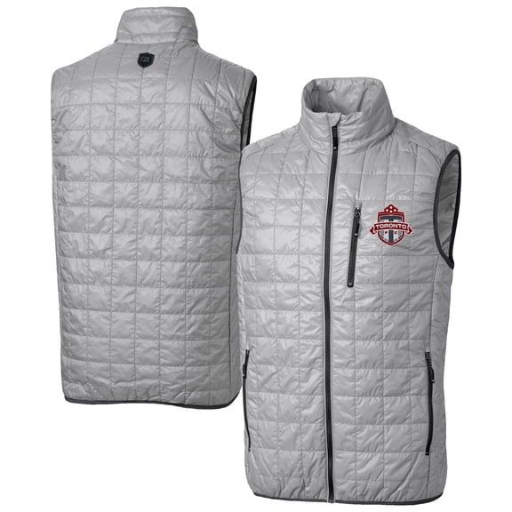Men's-Cutter & Buck  Gray Toronto FC Rainier PrimaLoft Eco Insulated Full Zip Puffer Vest