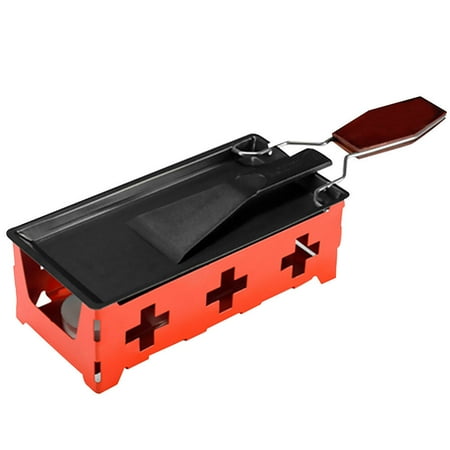 

Baking Tray Stove 1 Set Portable Cheese Grill Mini Non-stick Bakeware Set Butter Cheese Grill Non-stick Outdoor Camping Cookware for Kitchen with Red Stove Rack Baking Tray Small Spatula (Red Woo