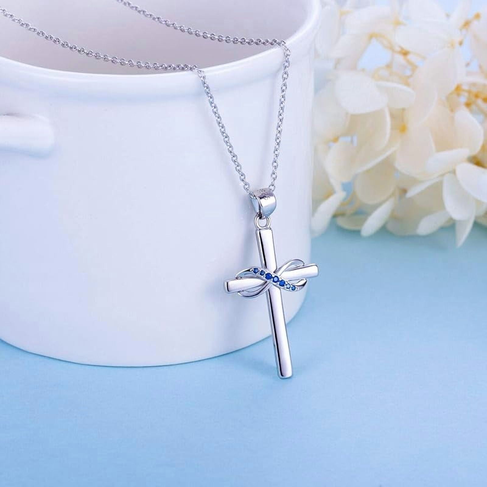 925 Sterling Silver Cross Necklace for Women Infinity Necklace 14K Rose Gold Plated Necklaces for Easter or Mother's Day