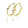 thumbnail image 4 of Brilliance Fine Jewelry 14K Gold Plated Sterling Silver Crystal Classic Round Hoop Women's Earring, 4 of 9