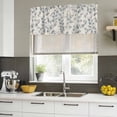 thumbnail image 4 of Navy Blue Leaves Curtain Valances for Windows, Kitchen Valance Window Treatments Panel 2 Pack, Vintage Summer Botanical Farmhouse Rustic Rod Pocket Short Curtains for Bathroom Bedroom 42 x 18 Inch, 4 of 8