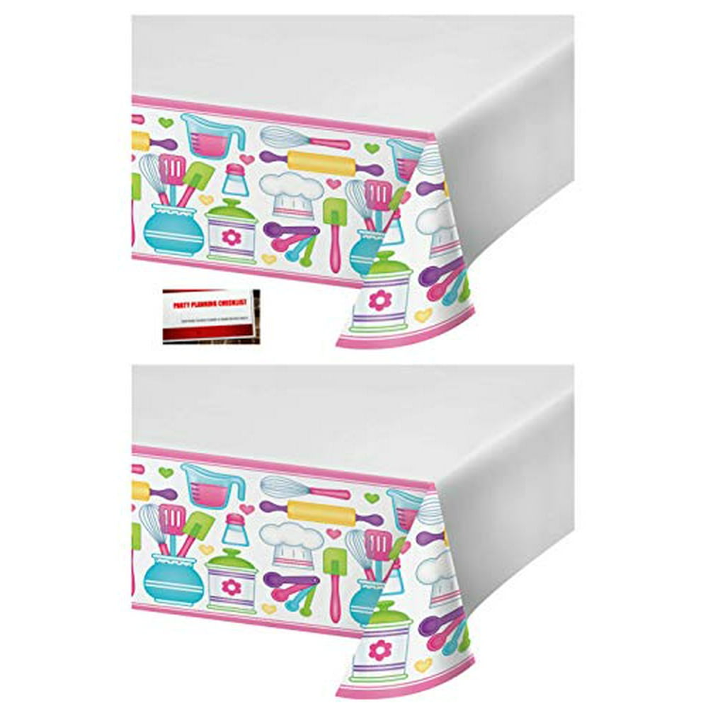 (2 Pack) Little Chef Kitchen Cooking Plastic Table Cover 54 X 102