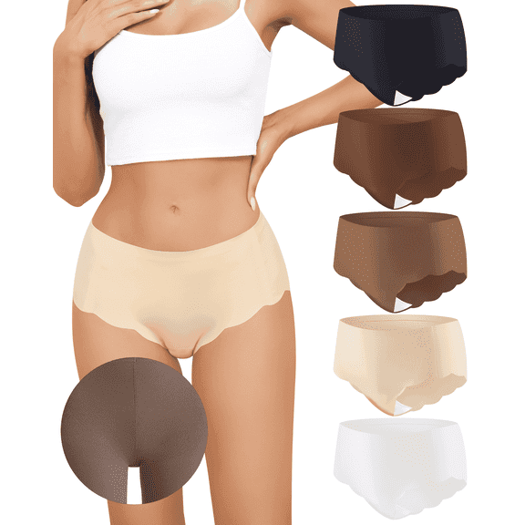 Aijolen Women's Camel Proof Seamless Underwear Camel Toe Concealer No Show Yoga Workout Panties 5 Pack S-XXL