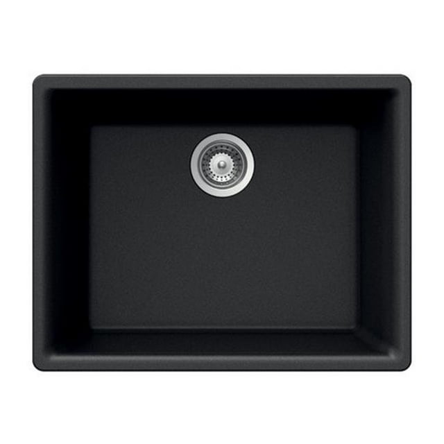 Houzer G-100U MIDNITE Quartztone Series Composite Granite Undermount Single Bowl Kitchen Sink, Black