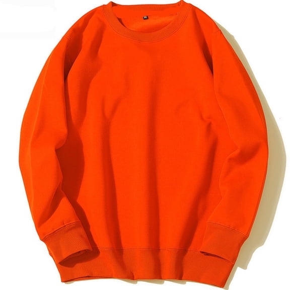 Gamivast Crewneck Sweatshirt for Men Long Sleeve Pullover Basic Fall Comfortable Relaxed Fit Tops Everyday Loungewear Essential Apparel Orange M