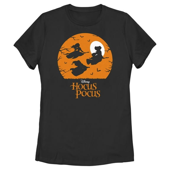 Women's Hocus Pocus Witch Silhouette Graphic Tee Black 2X Large