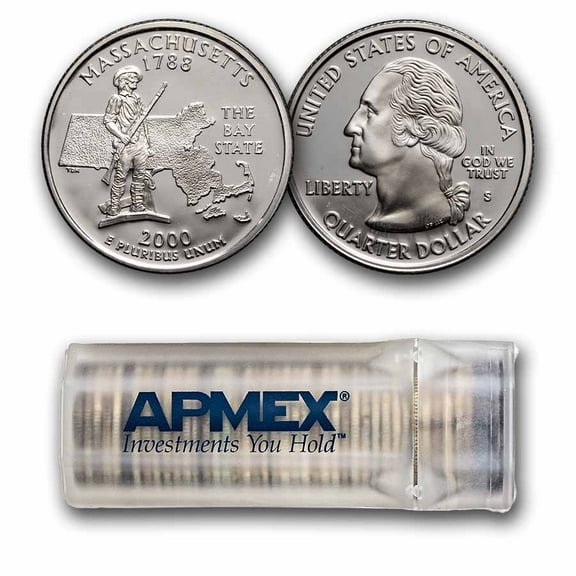2000-S Massachusetts State Quarter 40-Coin Roll Proof (Silver)