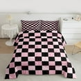 thumbnail image 3 of Manfei Cartoon Cute Bowknot Bedding Comforter Set, Pink Checkered Buffalo Twin Comforter Sets, Kawaii Princess Style Reversible Bedding Set, Super Cozy Room Decor, 2 Pieces, 3 of 9