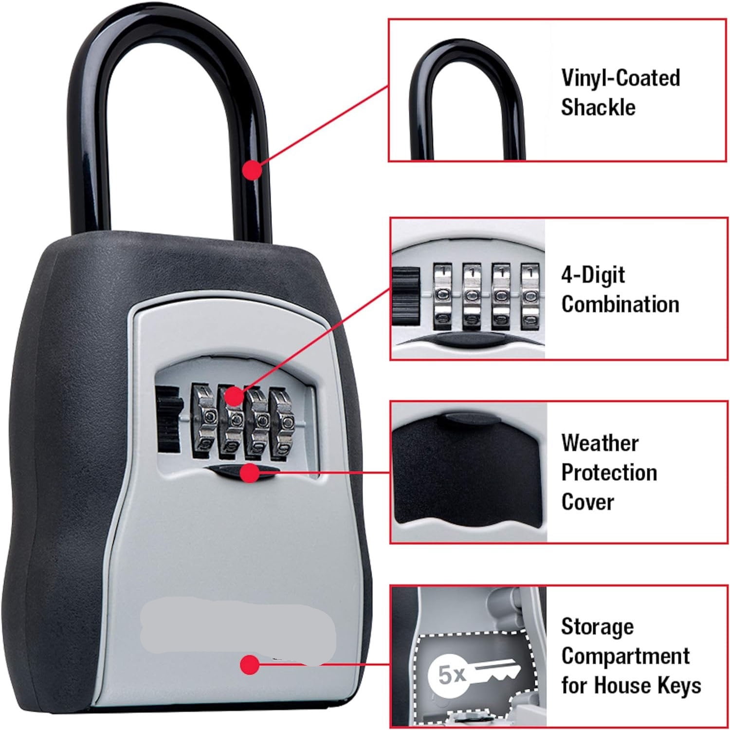 Key Lock Box Outdoor Lock Box for House Keys Key Safe with Combination Lock ,House, Apartment, Office Key Storage