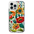 thumbnail image 1 of MUNDAZE Apple iPhone 13 Pro Shockproof Clear Hybrid Protective Phone Case Colorful Red Orange Folk Style Floral Spring Flowers Cover, 1 of 5
