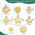 thumbnail image 4 of 24K Gold Plated Flower Bead Caps 64pcs 8 Styles Golden Spacer Beads Flat Spacers Flower Bead End Caps for Friendship Bracelet Earring Jewellery Making DIY Crafts 7~13mm Gold, 4 of 5