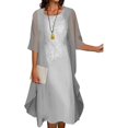thumbnail image 1 of Ensemble Deux Pièces Robe Maxi pour Femmes Cardigan en Chiffon Fluide Invité de Mariage Imprimé Floral Robes Midi avec Veste en Dentelle, 1 of 2