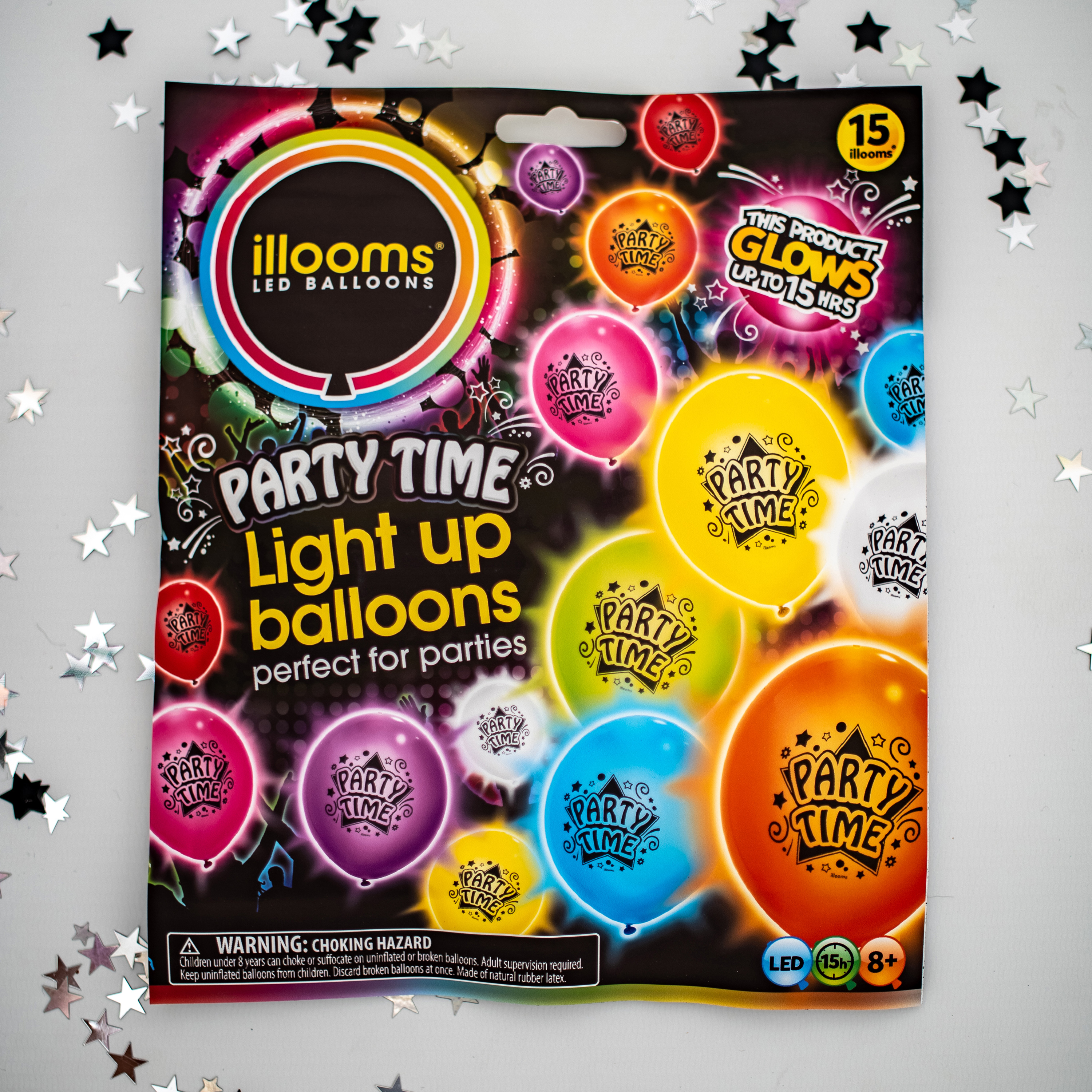illooms LED Light-Up Latex Balloons, 15-Pack Assorted Colors photo 2