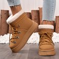 thumbnail image 2 of CAICJ98 Snow Boots for Women Lace Up Mid Carf Boots Warm Lined Waterproof Fashion Winter Boots Women (Khaki,Size 6.5), 2 of 9