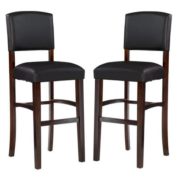 Home Square 2-Piece Furniture 30" Wood Bar Stool Set in Espresso Brown