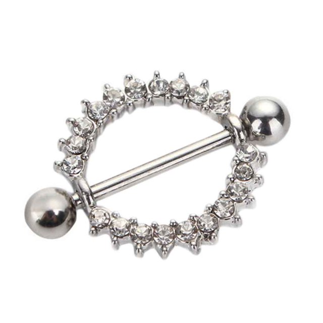 maskred Bague de Bar en Cristal Rond Mode Barre Piercing Bijou Blanc
