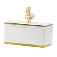 thumbnail image 2 of HomeStock Renaissance Revival Lidded Rectangular Canister with Sculptural Bust Handle in White and Gold - Elegant 2.4 lb Ceramic/Aluminum Storage, 2 of 9