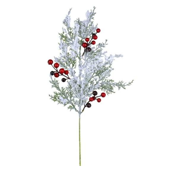 6 Pc Snow Frosted Artificial Red Berry Stems 19.3 Inch Snowy Christmas Holly Berry Branches For Christmas Tree Decoration Holiday DIY Crafts Xmas Ornaments