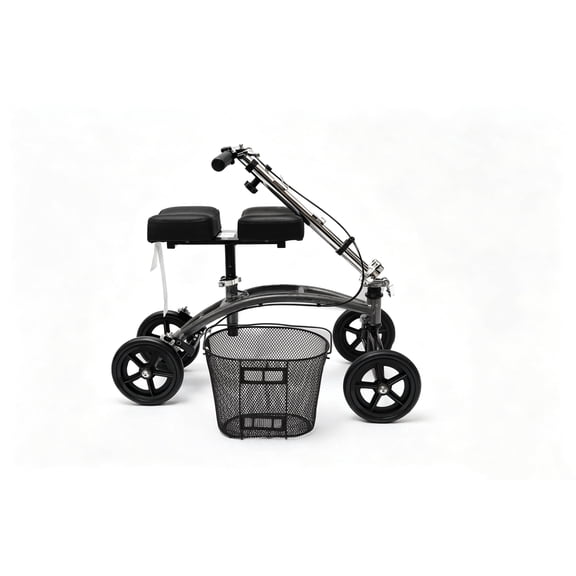 LumiJourney Steerable Padded Knee Walker Scooter with Basket, Injury Recovery, Crutch Alternative for Adults, Black,Silver