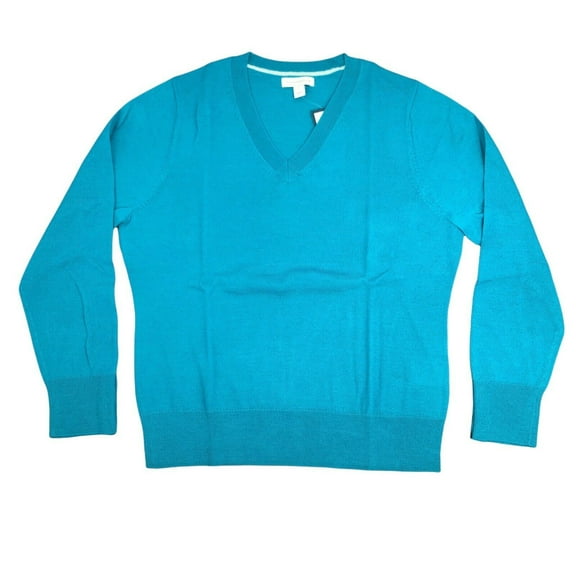 CHARTER CLUB Women's Sweater Top Dreamy Aqua Long Sleeve Buttons Size L