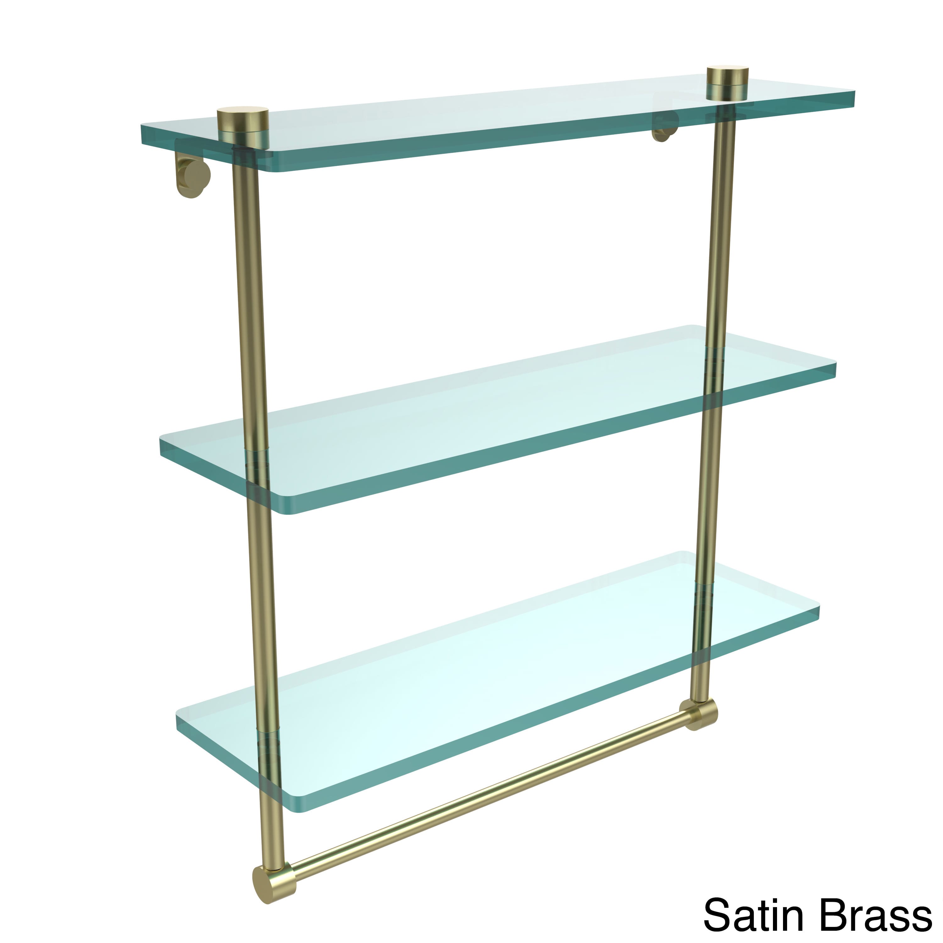 16-in Triple Tiered Glass Shelf with Integrated Towel Bar in Polished Nickel - image 5 of 5