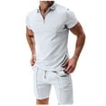 thumbnail image 1 of Mens Manga Larga Casual Color Sólido Cremallera Girar Abajo Conjunto de Cuello, Traje de Mezcla de Algodón de Poliéster para Al Aire Libre, Diario Y Invierno Primavera Desgaste, 1 of 6