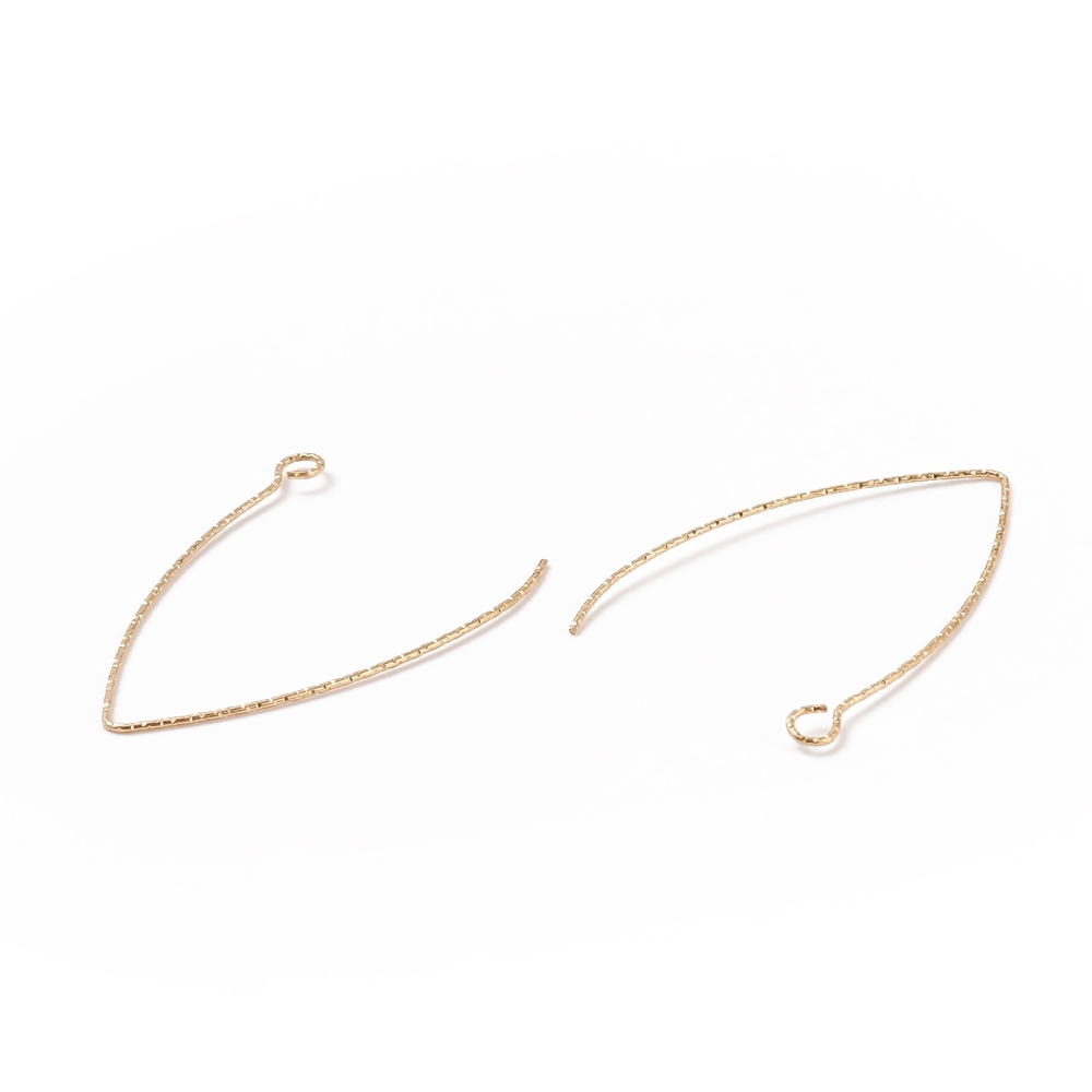 Ion Plating(IP) 316 Stainless Steel Earrings Finding Earring Hooks with Horizontal Loop Golden 40x25x0.7mm Hole: 2.5mm 21 Gauge Pin: 0.7mm diy