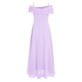 thumbnail image 2 of Miutii Kids Girls Off Shoulder Wedding Bridesmaid Dress 3D Applique Flower Girl Chiffon Dress Pageant Lavender 6, 2 of 5