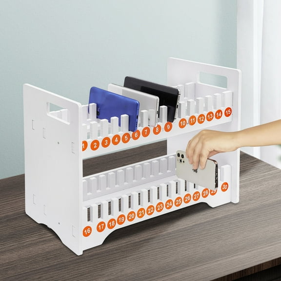 White PVC Cell Phone Holder, Classroom Cell Phone Storage, Mobile Phone Holder for Classroom Office (30 Slots)