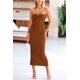 thumbnail image 5 of Vestido PRETTYGARDEN Strapless Ajustado con Nudo Torcido Marrón Talle S, 5 of 8