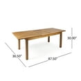 thumbnail image 6 of GDF Studio Kenerson Outdoor Wicker and Acacia Wood 7 Piece Dining Set with Cushion, Teak, Multibrown, and Beige, 6 of 10