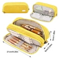 thumbnail image 2 of Large Capacity Pencil Case 3 Compartment Pouch Pen Bag Yellow, 2 of 4
