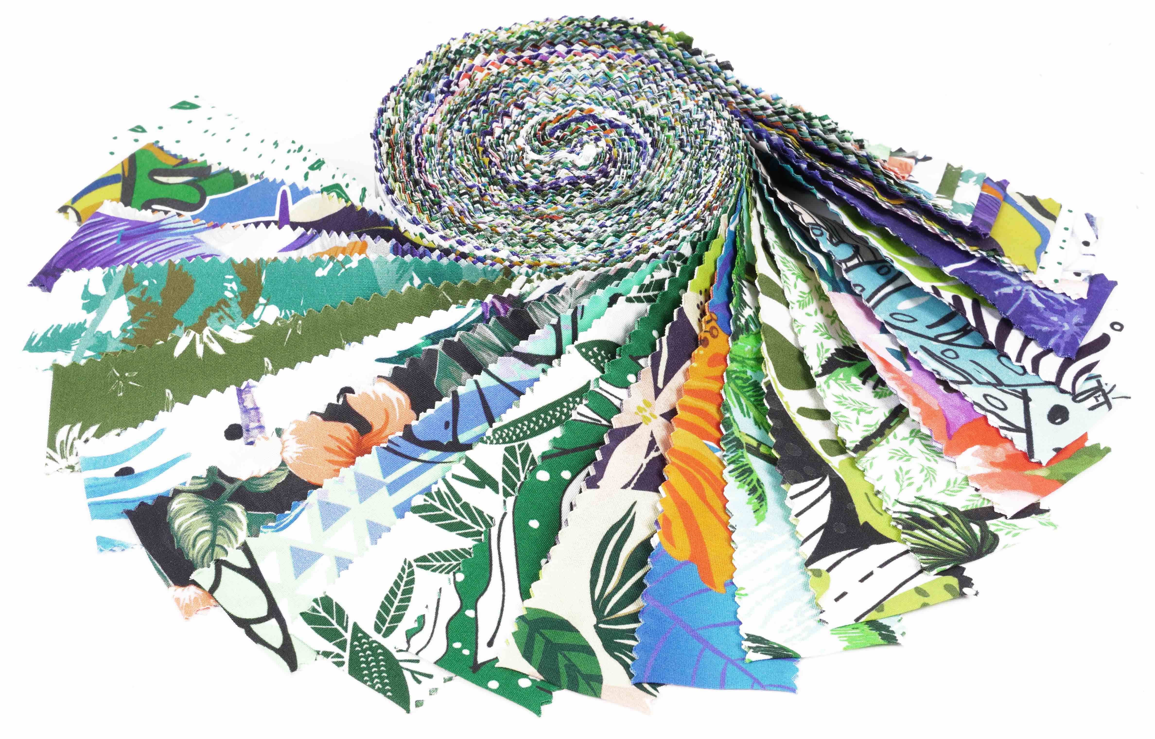 Soimoi 40Pcs Tropical Print Precut Fabrics Strips Roll Up 1.5x42inches Cotton Jelly Rolls For Quilting - Multicolor-ZX