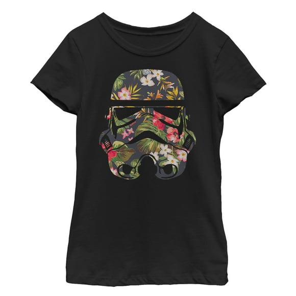 Girl's Star Wars Tropical Stormtrooper  T-Shirt - Black - Medium