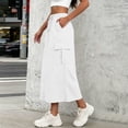 thumbnail image 6 of Edvintorg Skirts for Women Midi Length Streetwear Drawstring Elastic Waisted Casual Baggy Cargo Skirt with Pockets Women's Skirts, 6 of 9