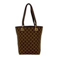thumbnail image 1 of Pre-Owned GUCCI GG pattern canvas leather handbag, mini tote bag, semi-shoulder brown, 88803, 1 of 10