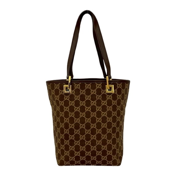 Pre-Owned GUCCI GG pattern canvas leather handbag, mini tote bag, semi-shoulder brown, 88803