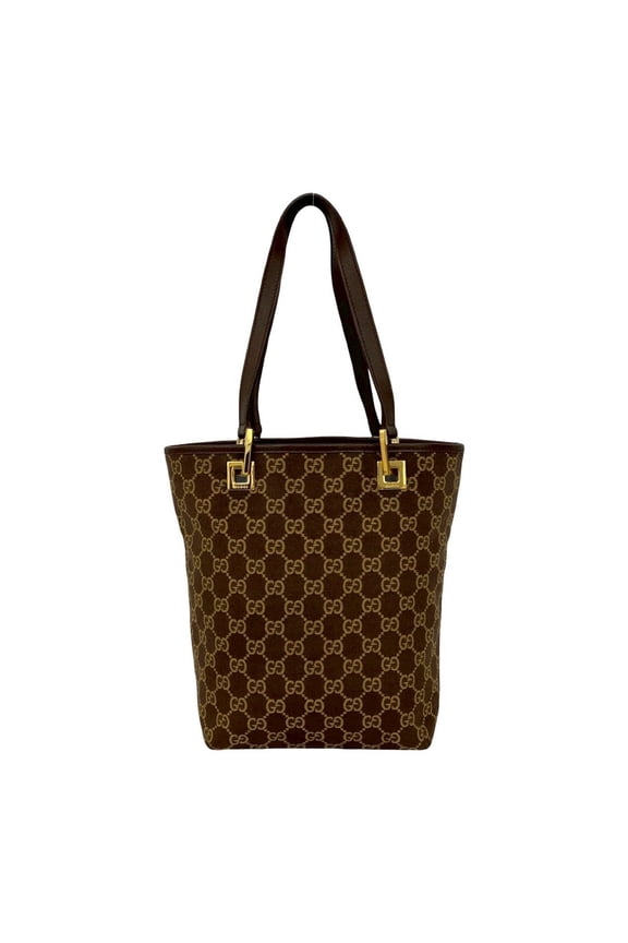 Pre-Owned GUCCI GG pattern canvas leather handbag, mini tote bag, semi-shoulder brown, 88803