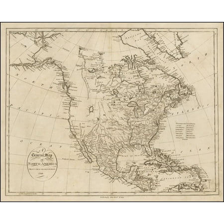 LAMINATED POSTER A General Map of North America Drawn From The Best Surveys . . . 1795 POSTER PRINT 24 x 36