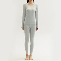 Two-Piece Set Thermal Underwear Sets For Women Tight Round Neck Cotton Wool Comfortable Thermal Underwear Pure Cotton Clothes And Trousers Loungewea Gray XXL