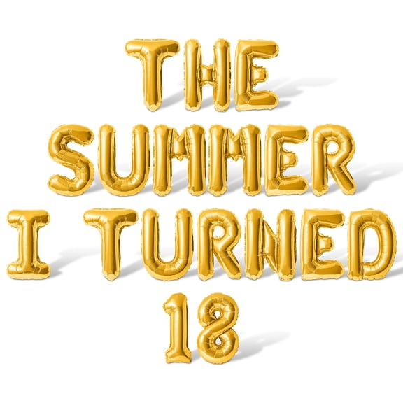 Letter Balloons - THE SUMMER I TURNED 18 16" Inch Alphabet Letters Foil Mylar Balloon 18th Birthday Party Banner (Gold)