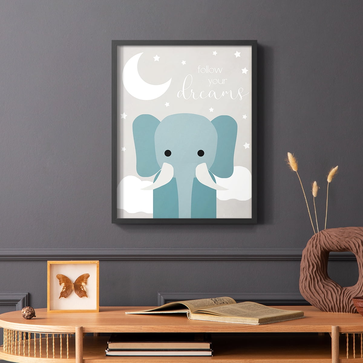 Dreams Elephant in Paper Solid Wood 22 x 28 Framed Print