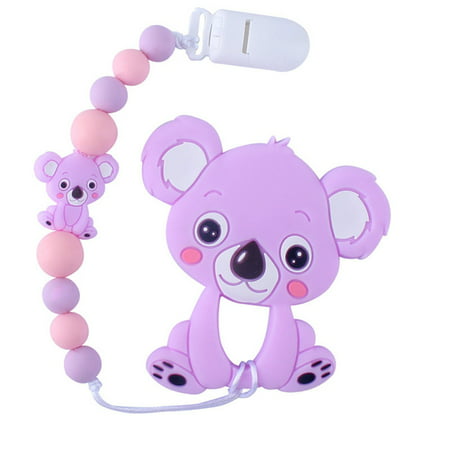 AkoaDa 2019 Animal Koala Teething Necklace Silicone Bead Toy Silicone Teether Pacifier Chain Clip For