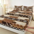thumbnail image 3 of Castle Fairy Boys Girls Animal Cow Print 4 Pieces Queen Sheet Sets,Western Tribal Aztec Ultra Soft Flat Sheet,Rustic Farmhouse Animal Queen Fitted Sheet,Lightweight Room Decor, 3 of 7