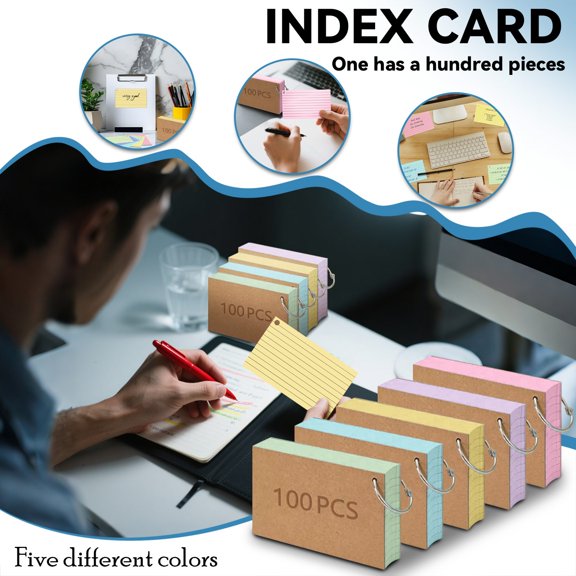 Lavender Light Purple Colorful Index Cards, Flashcards, Notecards With Ring Binding - Double-Sided Lined For Easy Note-Taking & Organization - For Study, School, University &