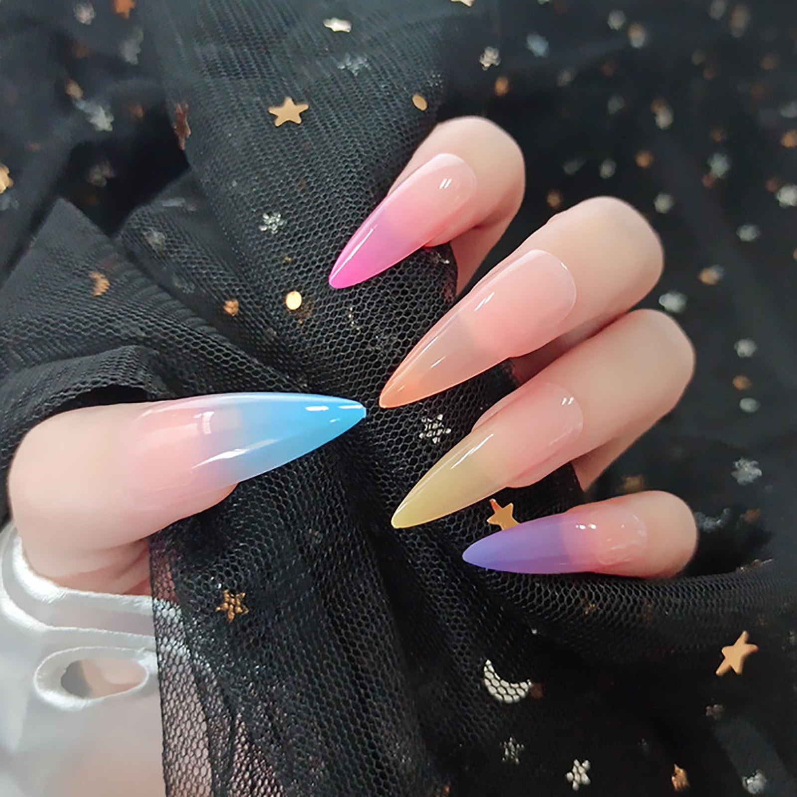 Nail piece Press On Nails Long, 3D Rhinestones Coffin Fake Nails With Design  False Nails With Glue For Women 24 Pcs 2ml - Walmart.com