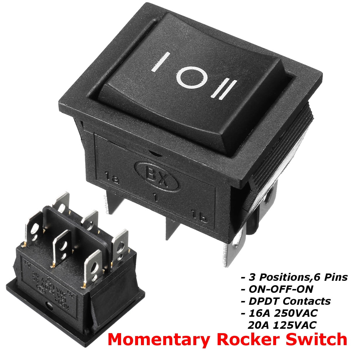 6 Pin 3 Position Hoist Boat On Off On Momentary Rocker Switch Dpdt 16a 250v Ac Walmart Canada
