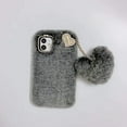 thumbnail image 5 of Compatible with Samsung Galaxy A42 5G Case with Plush Ball,Fuzzy Fluffy Soft Warm Love Hairball Pendant Faux Rabbit Fur Case TPU Back Cover with Chic Bow-Knot,Gray, 5 of 12