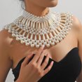 thumbnail image 2 of Multi-layer Faux Pearl Woven Bib Choker Luxury Beaded Body Chain, 2 of 2