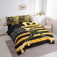 thumbnail image 2 of Erosebridal Sport Lover US Flag Bedding Comforter Set 7 Pieces for Kids Teens,Boys Girls Baseball Waffle Yellow Ice Cream Drip Full Bedding Set,Black Reversible,Microfiber Bedroom Decor, 2 of 6